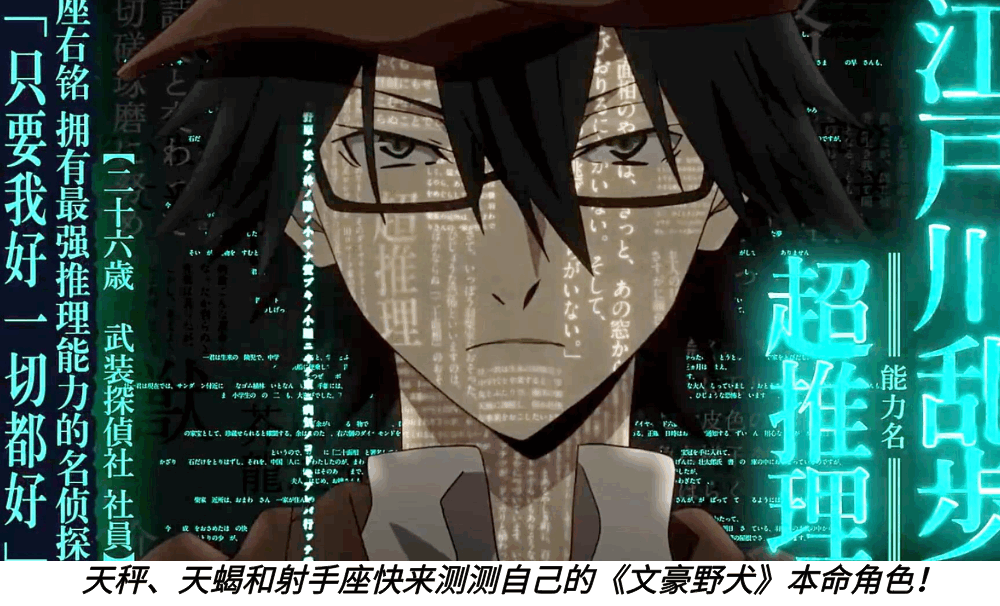 天秤、天蝎和射手座快来测测自己的《文豪野犬》本命角色！