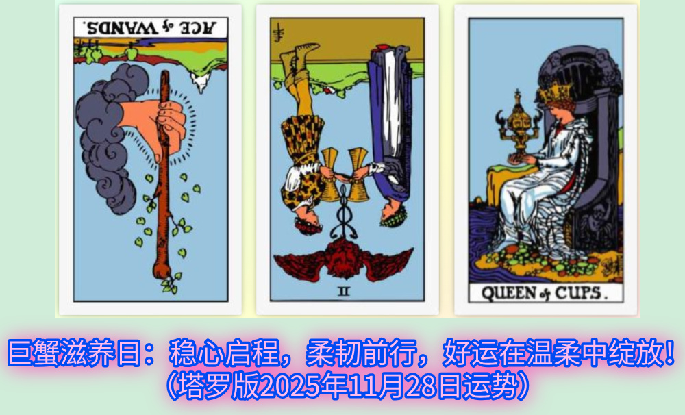 巨蟹滋养日：稳心启程，柔韧前行，好运在温柔中绽放！（塔罗版2025年11月28日运势）