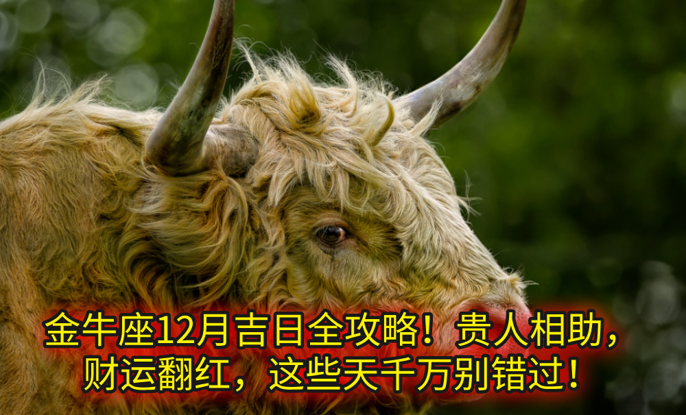 金牛座12月吉日全攻略！贵人相助，财运翻红，这些天千万别错过！