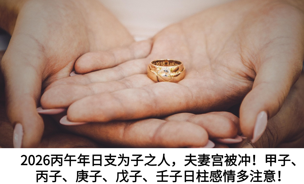 2026丙午年日支为子之人，夫妻宫被冲！甲子、丙子、庚子、戊子、壬子日柱感情多注意！