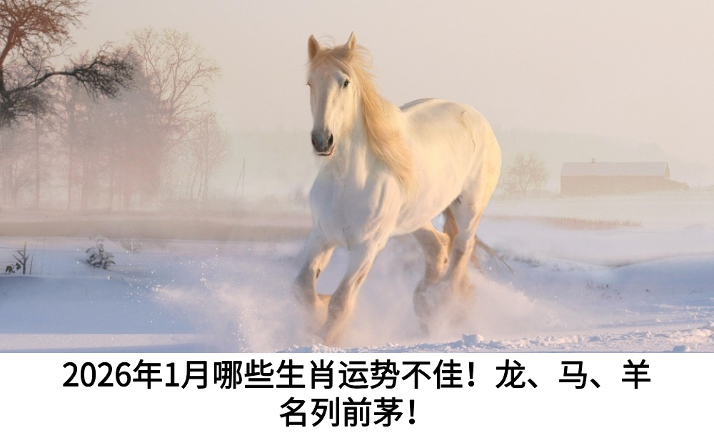 2026年1月哪些生肖运势不佳！龙、马、羊名列其中！