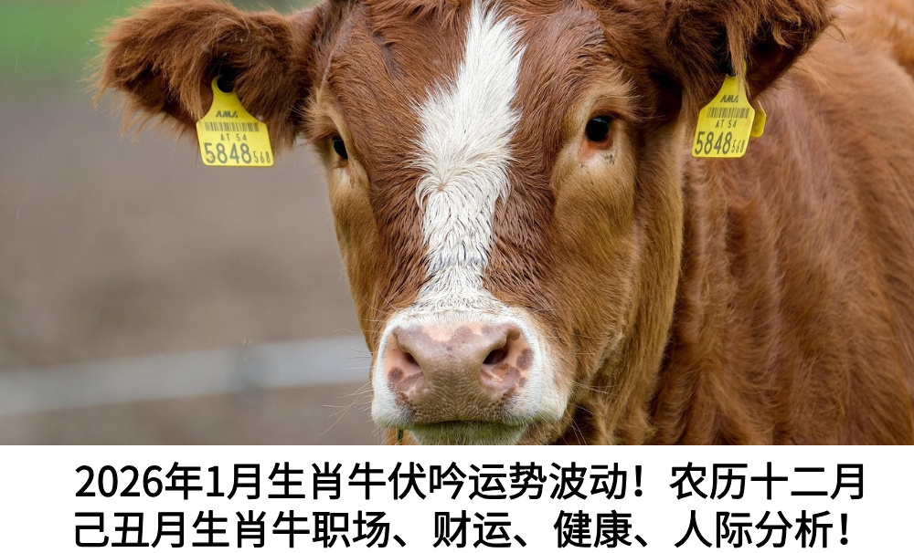 2026年1月生肖牛伏吟运势波动！农历十二月己丑月生肖牛职场、财运、健康、人际分析