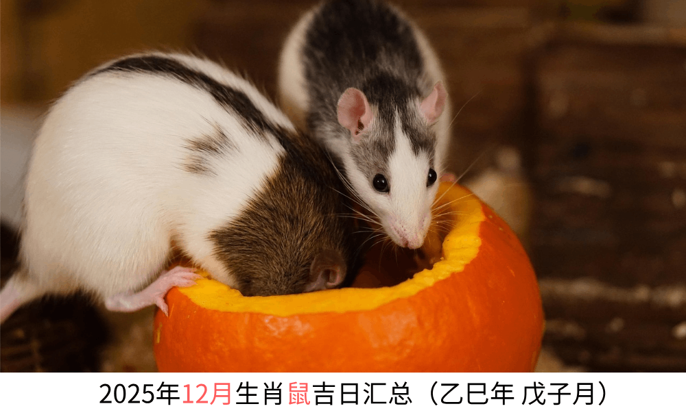 2025年12月生肖鼠生肖吉日汇总（乙巳年戊子月）