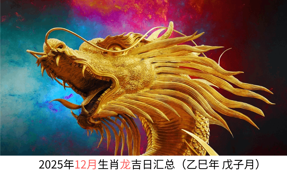 2025年12月生肖龙黄道吉日汇总（乙巳年戊子月）