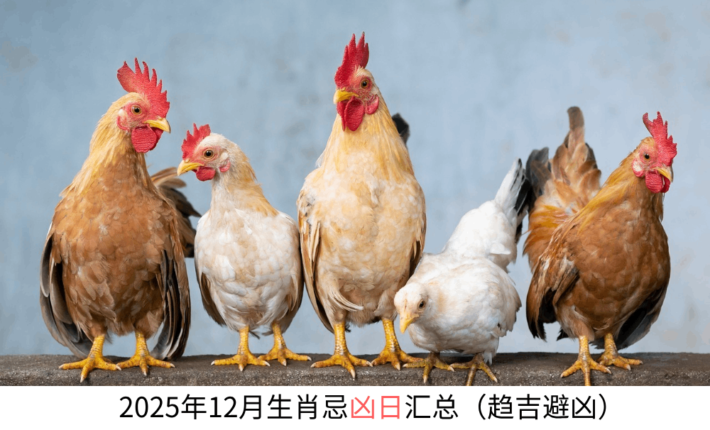 2025年12月生肖鸡忌凶日汇总（趋吉避凶）