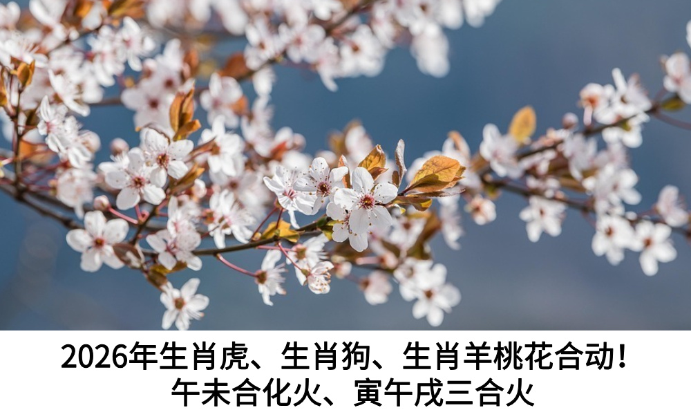 2026年生肖虎、生肖狗、生肖羊桃花合动！午未合化火、寅午戌三合火