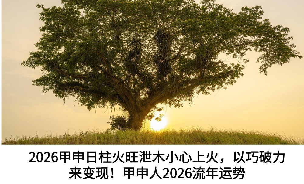 2026甲申日柱火旺泄木小心上火，以巧破力来变现！甲申人2026流年运势
