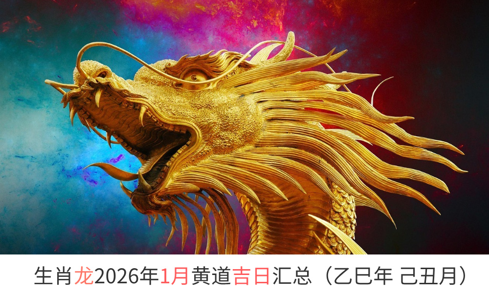 生肖龙2026年1月黄道吉日汇总（乙巳年己丑月）
