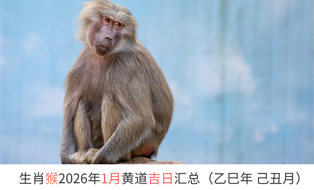 生肖猴2026年1月黄道吉日汇总(乙巳年己丑月)
