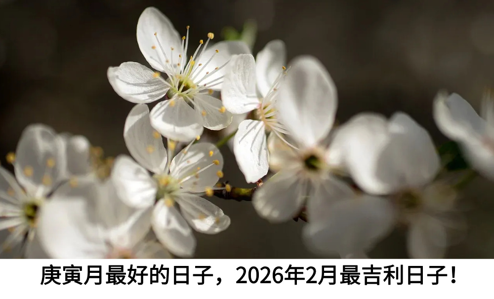 庚寅月最好的日子，2026年2月最吉利日子！