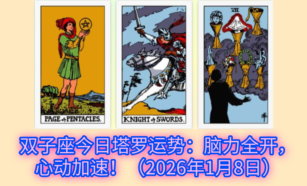 双子座今日塔罗运势：脑力全开，心动加速！（2026年1月8日）