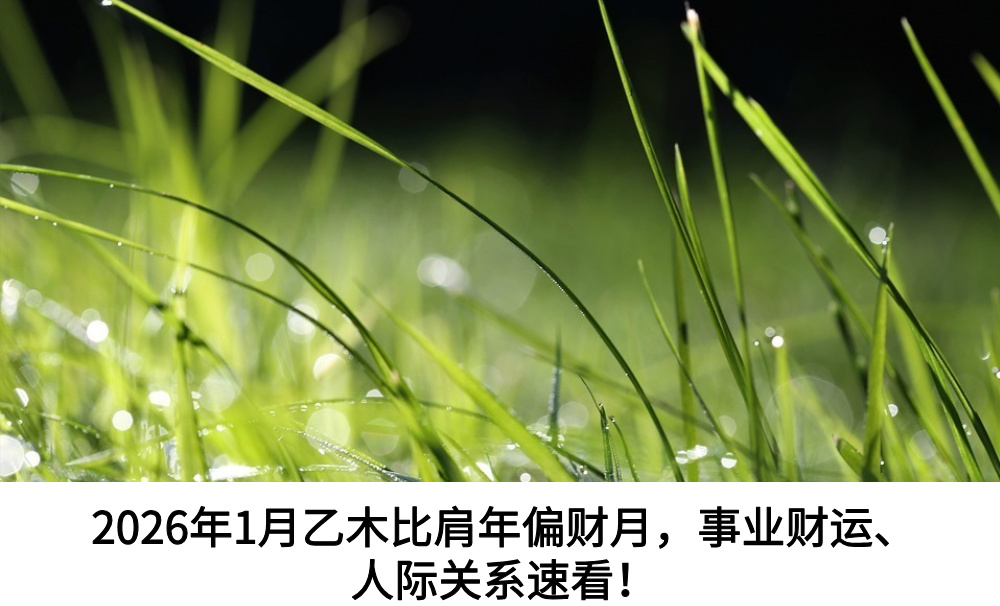 2026年1月乙木比肩年偏财月,事业财运、人际关系速看!