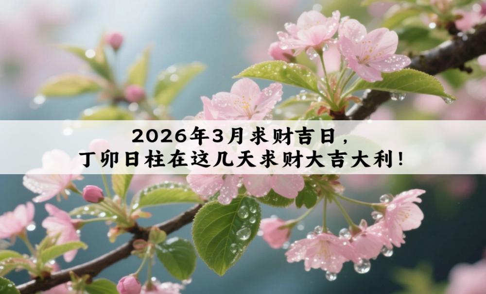 2026年3月求财吉日，丁卯日柱在这几天求财大吉大利！