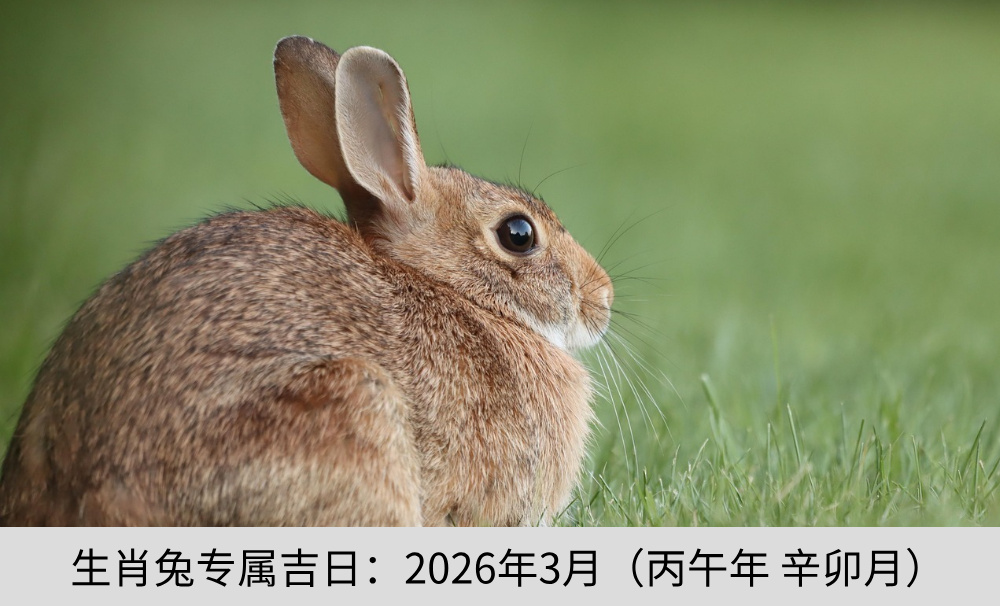 生肖兔专属吉日：2026年3月（丙午年辛卯月）
