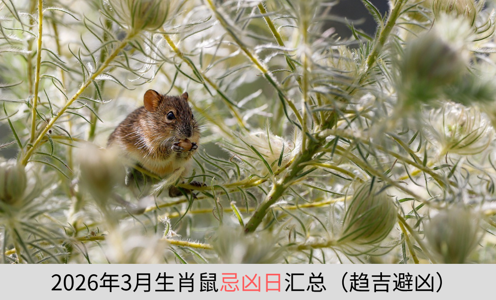2026年3月生肖鼠忌凶日汇总（趋吉避凶）