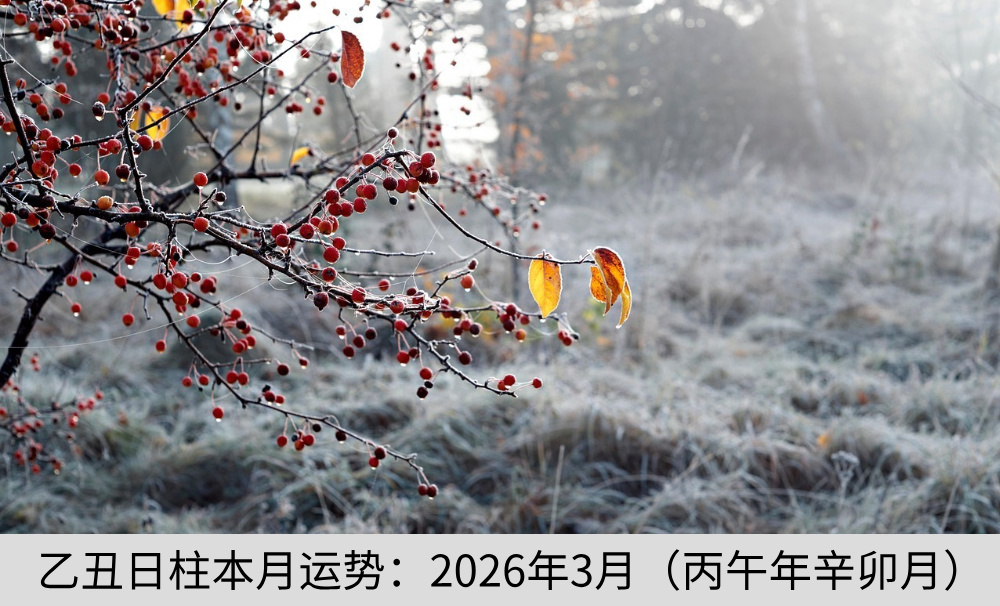 乙丑日柱本月运势：2026年3月（丙午年辛卯月）